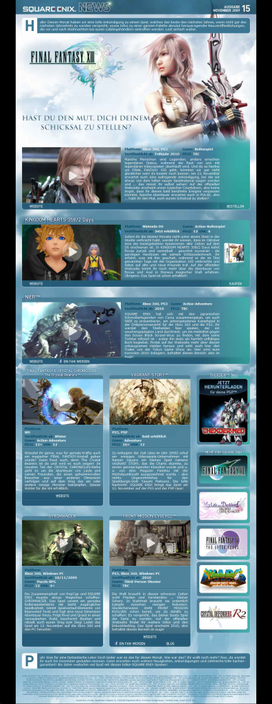 SQUARE ENIX NEWS - November 2009